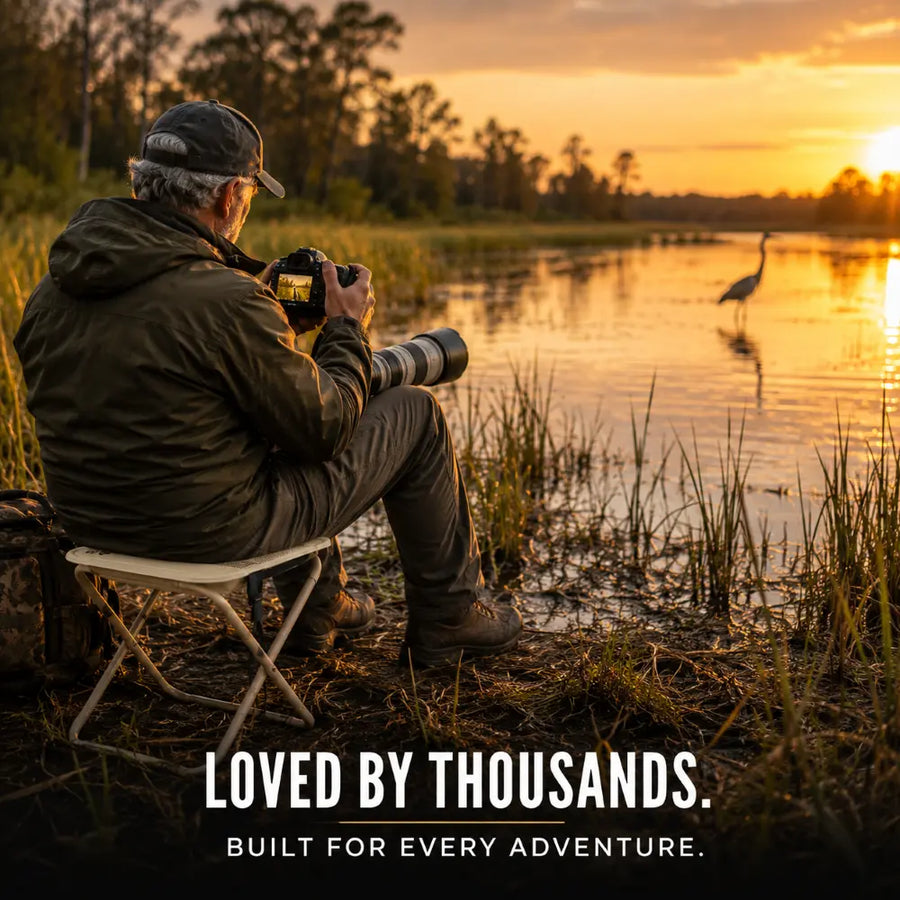 QuickSeat™ – The 3-second field seat built for wildlife and nature photographers.